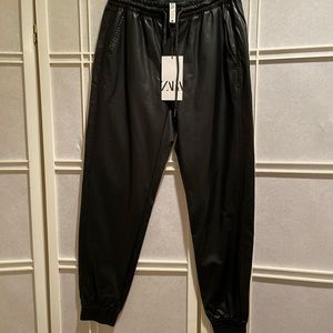 ZARA ‘leather’ joggers size small black